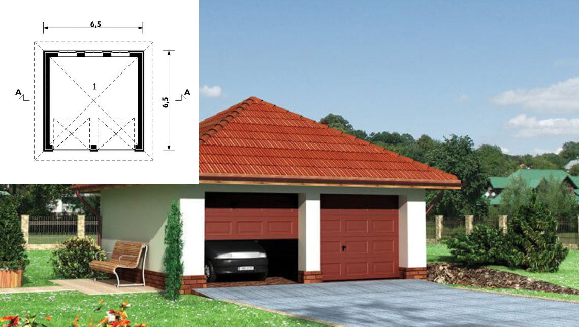 Проект гаража на 2 машины: фото с ценами и планировки с размерами