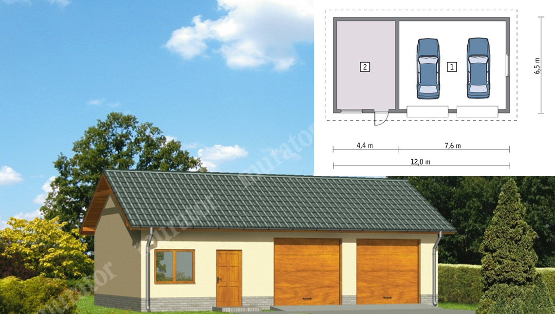 Проект гаража на 2 машины: фото с ценами и планировки с размерами